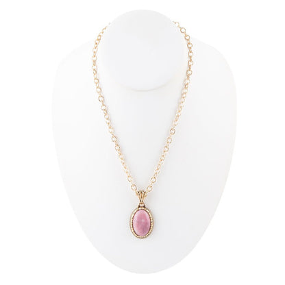 Rhodonite and Bronze Pendant Necklace Barse Jewelry