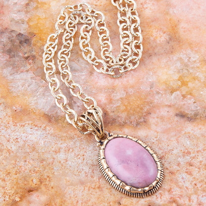 Rhodonite and Bronze Pendant Necklace Barse Jewelry
