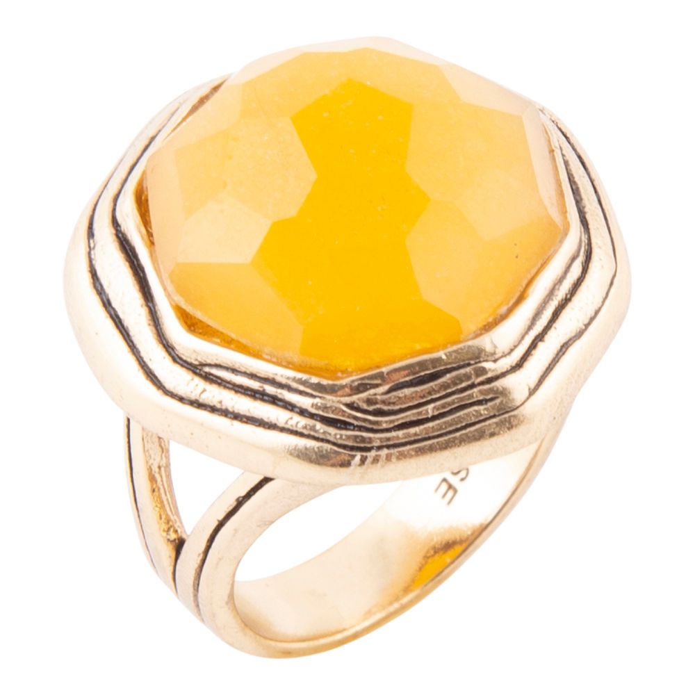 River Rocks Yellow Quartz Golden Statement Ring Barse Jewelry