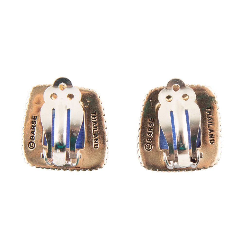 Roped Blue Lapis Golden Clip Earrings Barse Jewelry