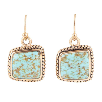 Roped Blue Turquoise Golden Dangle Earrings Barse Jewelry