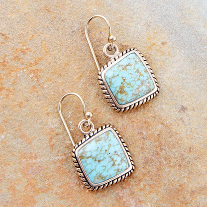 Roped Blue Turquoise Golden Dangle Earrings Barse Jewelry