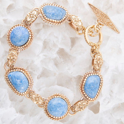 Roped Denim Blue Lapis Golden Link Bracelet Barse Jewelry