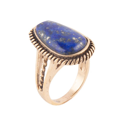 Roped Blue Lapis and Golden Bronze Ring Barse Jewelry