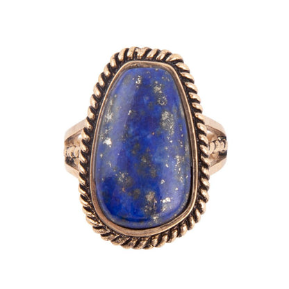 Roped Blue Lapis and Golden Bronze Ring Barse Jewelry