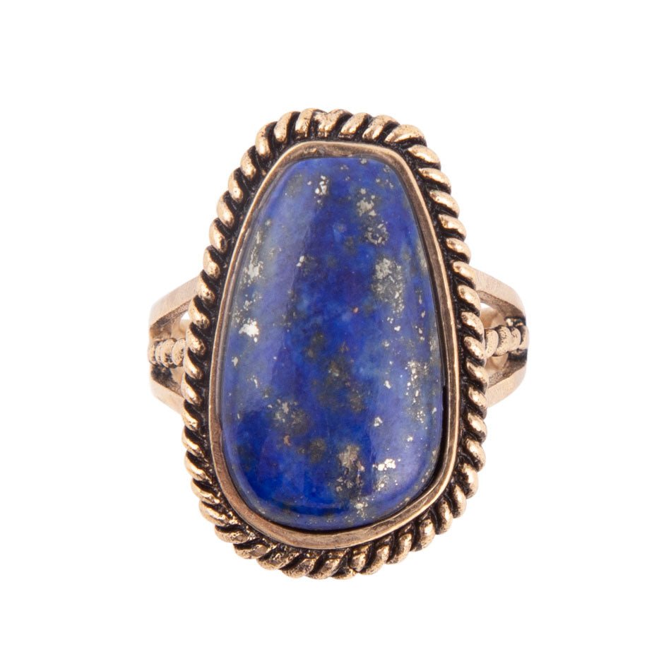 Roped Blue Lapis and Golden Bronze Ring Barse Jewelry