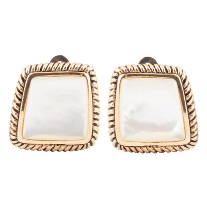 Roped Mother of Pearl Golden Clip Earrings Barse Jewelry