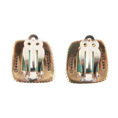 Roped Blue Turquoise Golden Clip Earrings Barse Jewelry