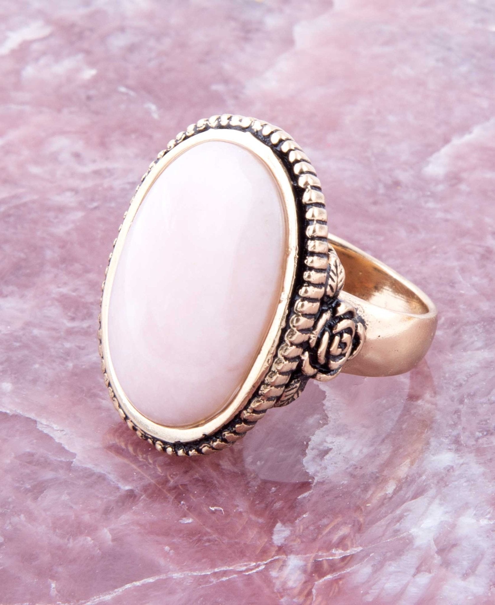 Rosie Pink Opal and Golden Bronze Ring Barse Jewelry