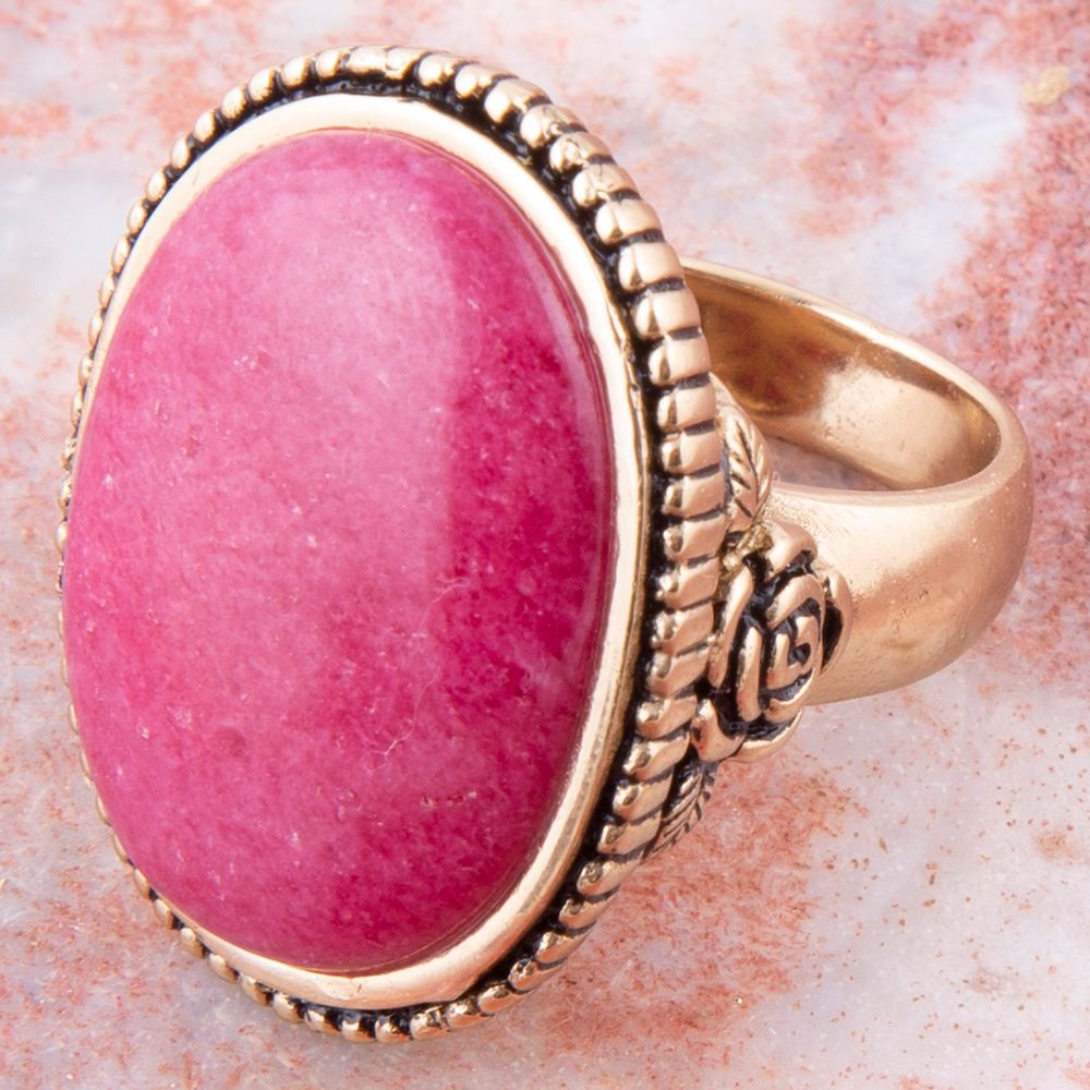 Rosie Pink Rhodonite and Golden Bronze Ring Barse Jewelry