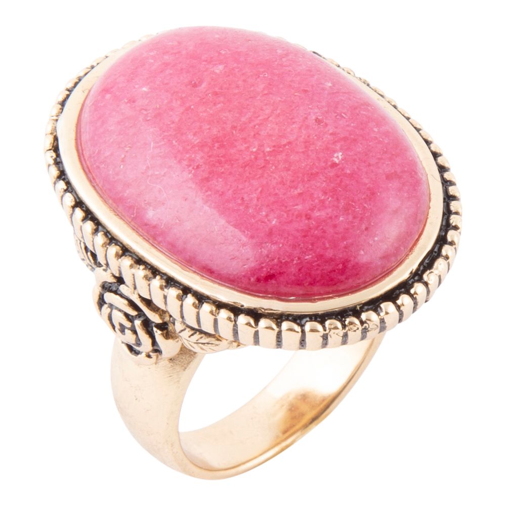 Rosie Pink Rhodonite and Golden Bronze Ring Barse Jewelry