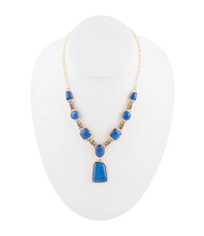 Royal Blue Lapis Golden Pendant Necklace Barse Jewelry