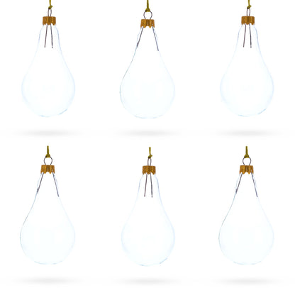 Set of 6 Clear Glass Waterdrop Finial Christmas Ornaments BestPysanky