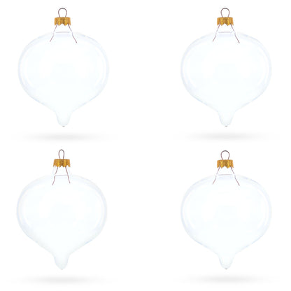 Set of 4 Pointed Onion-Shape Finial Clear Glass Christmas Ornaments BestPysanky
