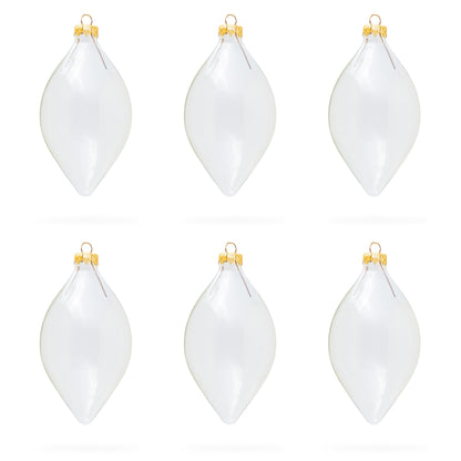 Set of 6 Pointed Teardrop Finial Clear Glass Christmas Ornaments