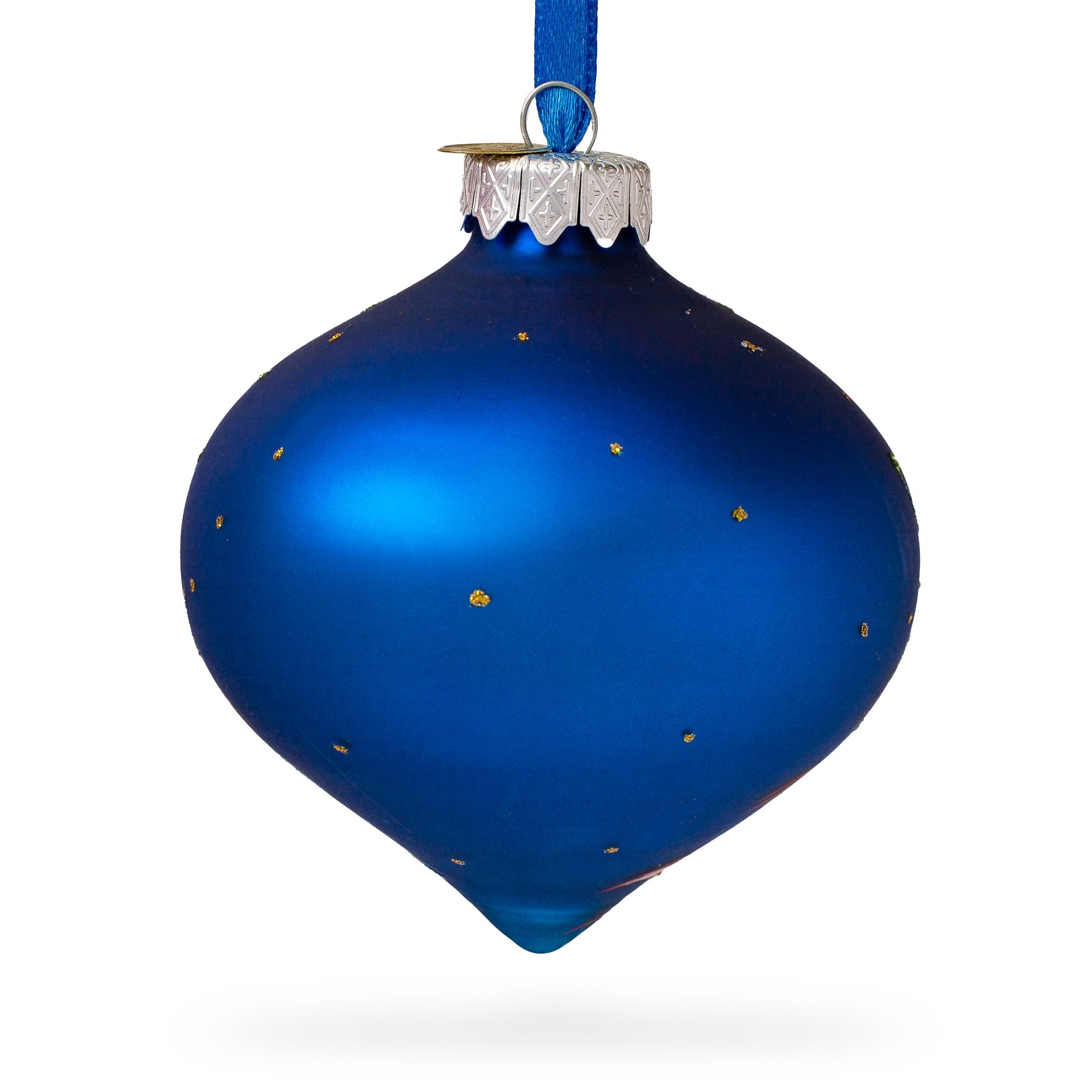 Floral Lilies Onion-Shape Finial Glass Christmas Ornament