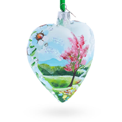 Sparkling Daisy Meadow Vista Jeweled Glass Heart Ornament