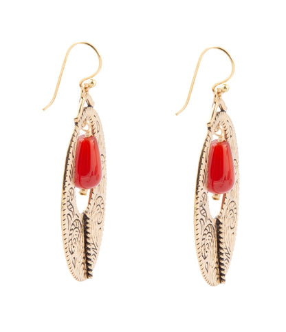 Rustic Orange Carnelian Golden Drop Earrings Barse Jewelry
