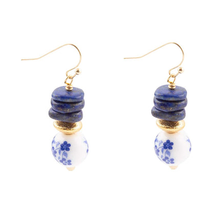 Santorini Cobalt Blue Lapis Drop Earrings Barse Jewelry