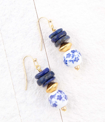 Santorini Cobalt Blue Lapis Drop Earrings Barse Jewelry