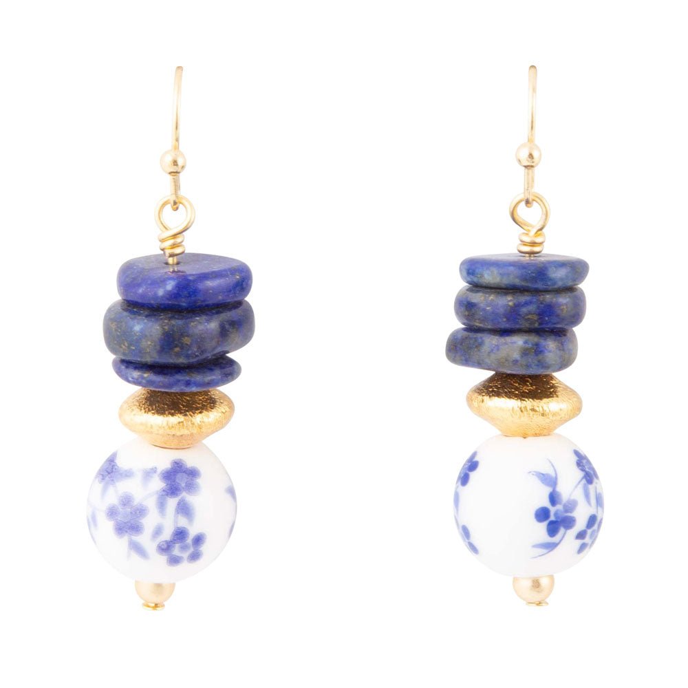 Santorini Cobalt Blue Lapis Drop Earrings Barse Jewelry