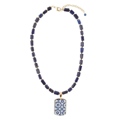 Santorini Cobalt Blue Lapis Golden Necklace Barse Jewelry