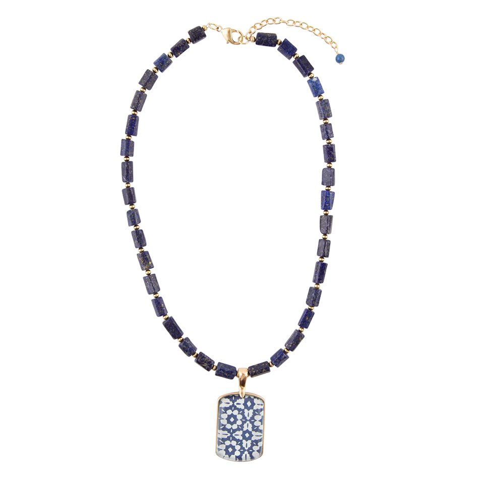 Santorini Cobalt Blue Lapis Golden Necklace Barse Jewelry