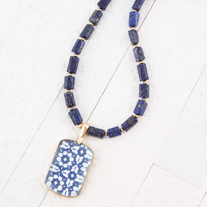 Santorini Cobalt Blue Lapis Golden Necklace Barse Jewelry