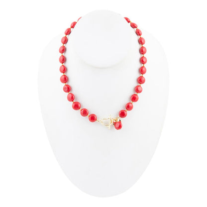 Scardale Red Shell Pearl Golden Necklace Barse Jewelry
