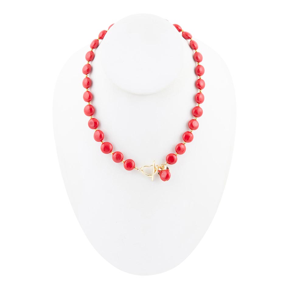 Scardale Red Shell Pearl Golden Necklace Barse Jewelry
