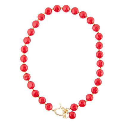 Scardale Red Shell Pearl Golden Necklace Barse Jewelry