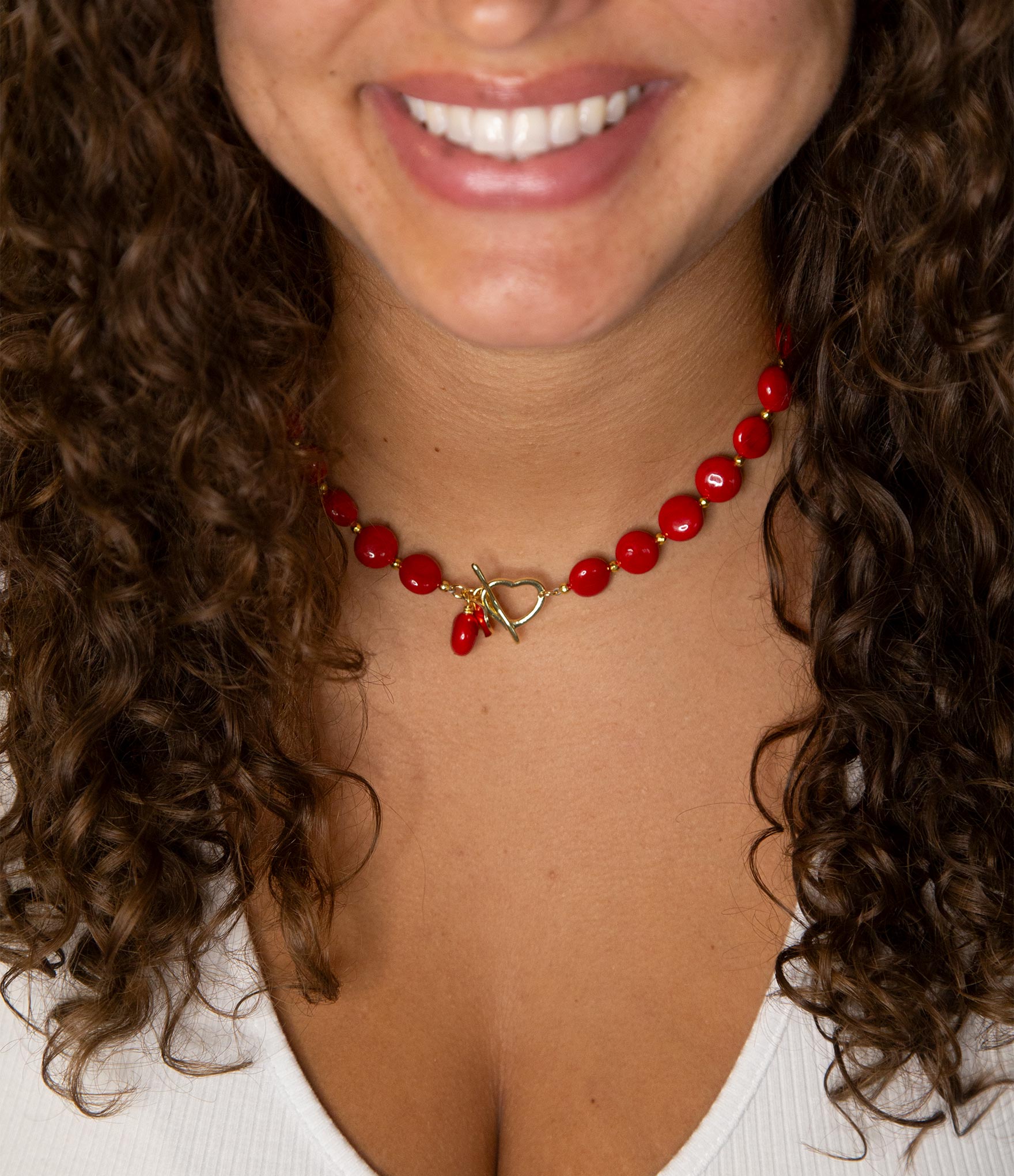 Scardale Red Shell Pearl Golden Necklace Barse Jewelry