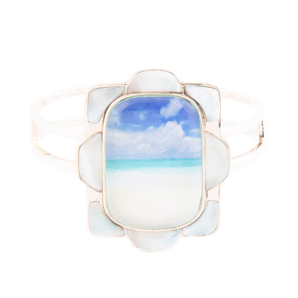 Scenic Beach Blue Larimar and Sterling Silver Cuff Bracelet Barse Jewelry