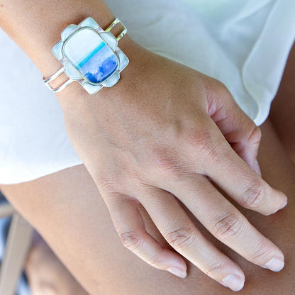 Scenic Beach Blue Larimar and Sterling Silver Cuff Bracelet Barse Jewelry