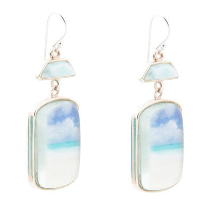 Scenic Beach Blue Larimar and Sterling Silver Drop Earrings Barse Jewelry