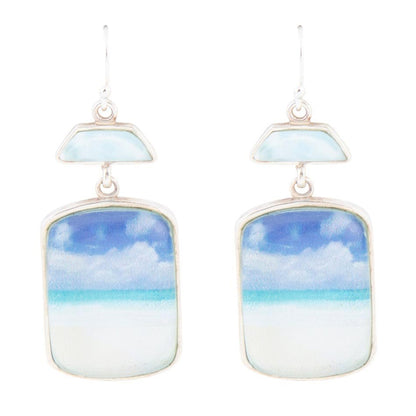 Scenic Beach Blue Larimar and Sterling Silver Drop Earrings Barse Jewelry