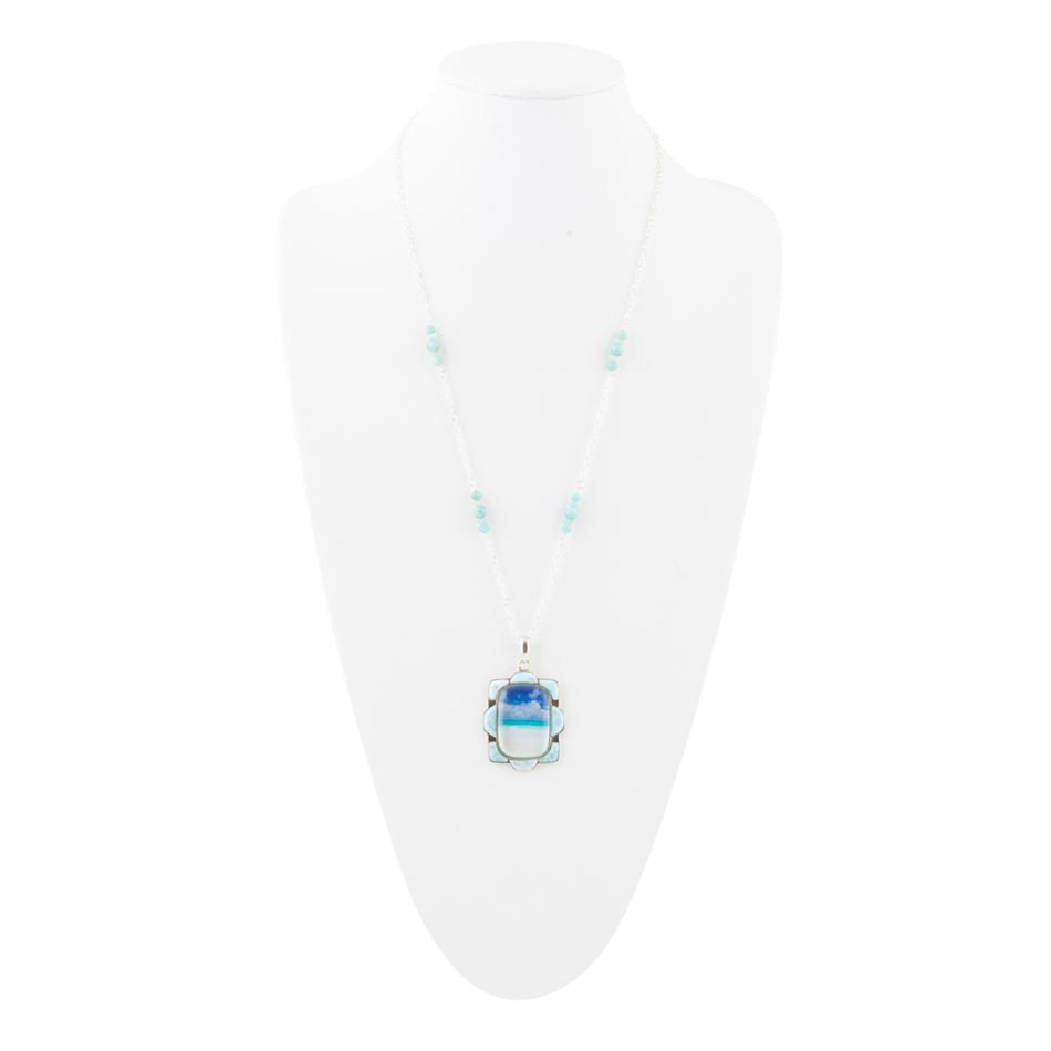 Scenic Beach Blue Larimar and Sterling Silver Pendant Necklace Barse Jewelry