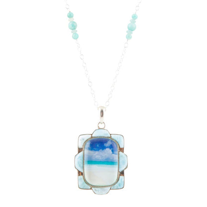 Scenic Beach Blue Larimar and Sterling Silver Pendant Necklace Barse Jewelry