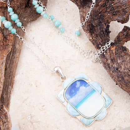 Scenic Beach Blue Larimar and Sterling Silver Pendant Necklace Barse Jewelry