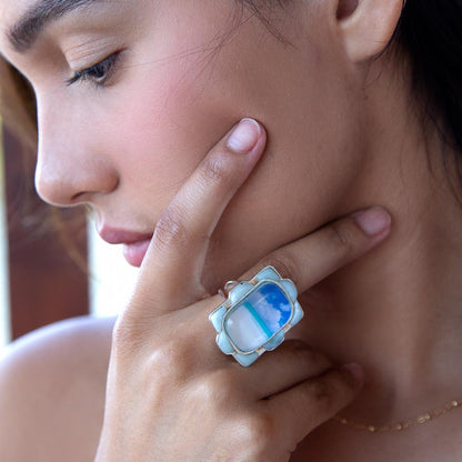 Scenic Beach Blue Larimar and Sterling Silver Ring Barse Jewelry