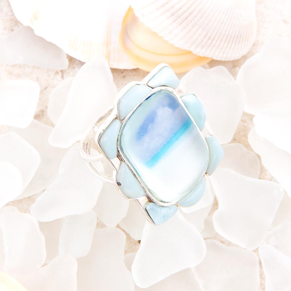 Scenic Beach Blue Larimar and Sterling Silver Ring Barse Jewelry