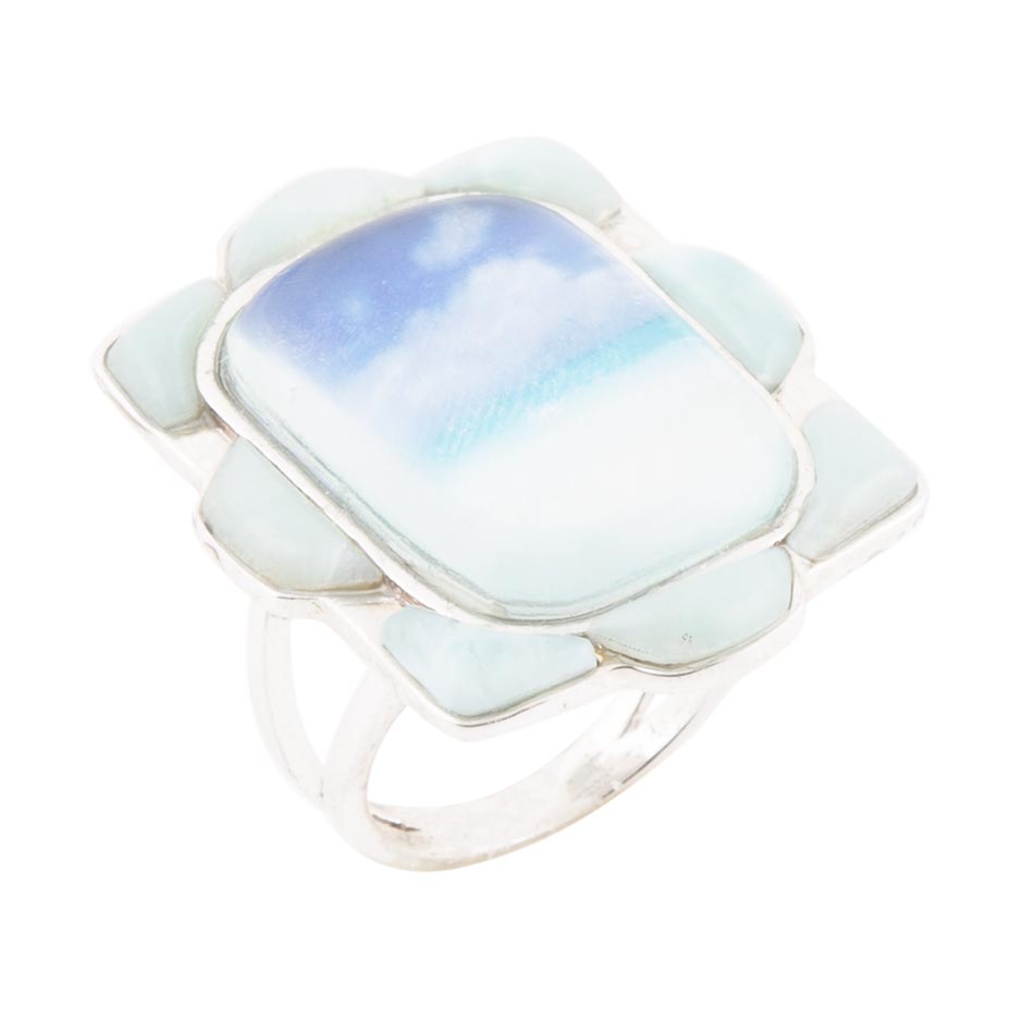 Scenic Beach Blue Larimar and Sterling Silver Ring Barse Jewelry