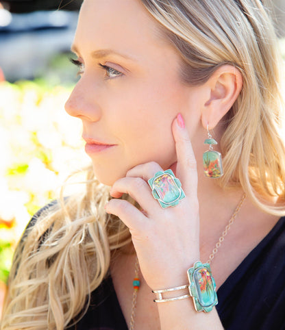 Scenic Desert Sedona Blue Turquoise Golden Ring Barse Jewelry