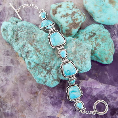 Sedona Blue Turquoise and Sterling Silver Toggle Bracelet Barse Jewelry