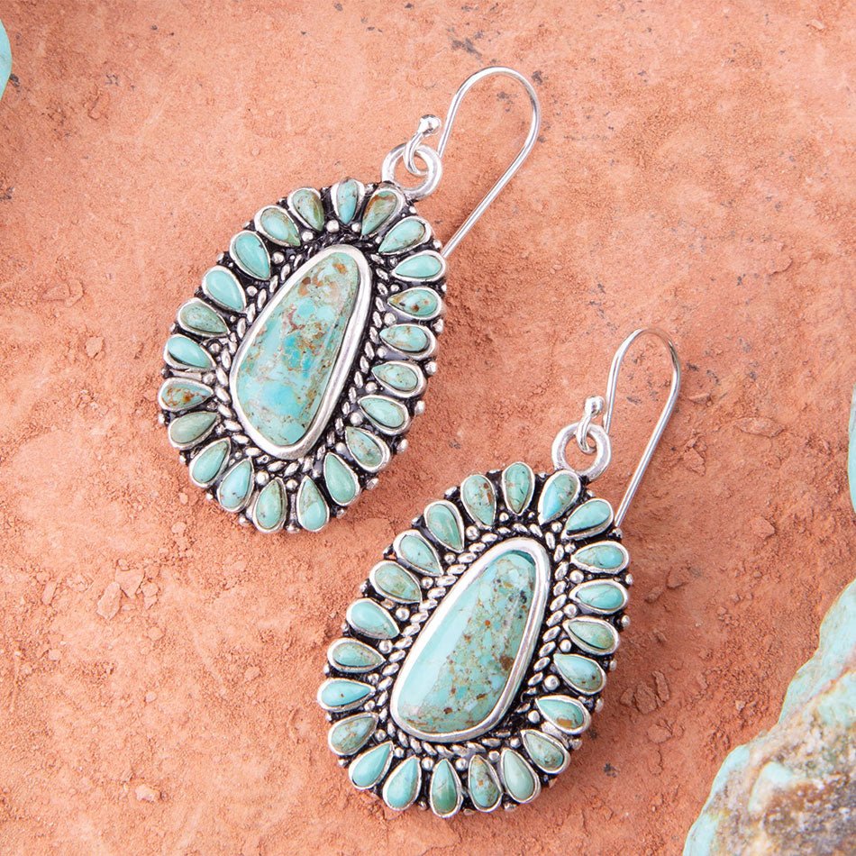 Sedona Blue Turquoise and Sterling Silver Earrings Barse Jewelry