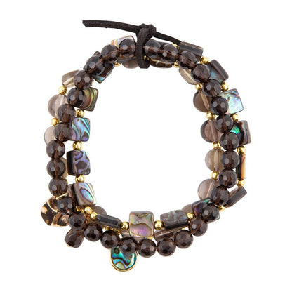 Sepia Sea Black Smoky Quartz and Blue Abalone Bracelet Set Barse Jewelry