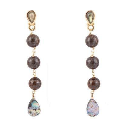Sepia Sea Blue Abalone Post Golden Drop Earrings Barse Jewelry