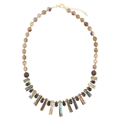 Sepia Sea Green Abalone Statement Golden Necklace Barse Jewelry