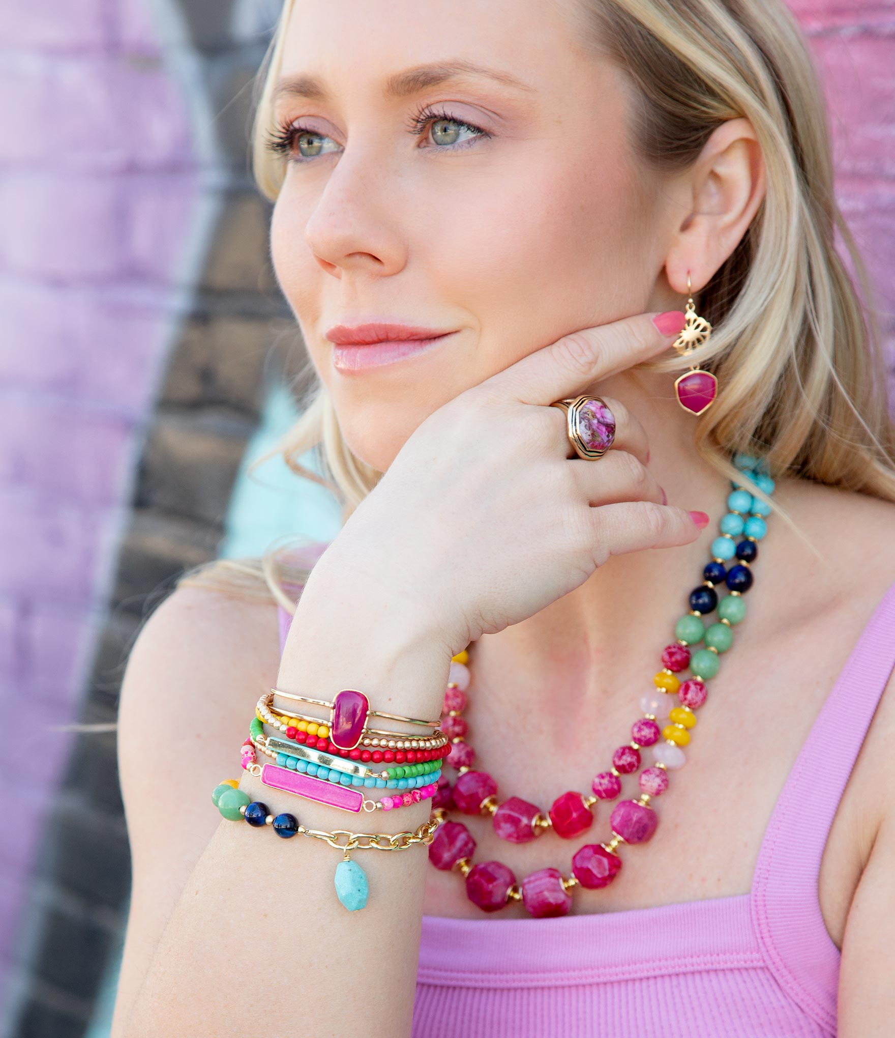 Serape Multi Stone Stretch Bracelet Set Barse Jewelry