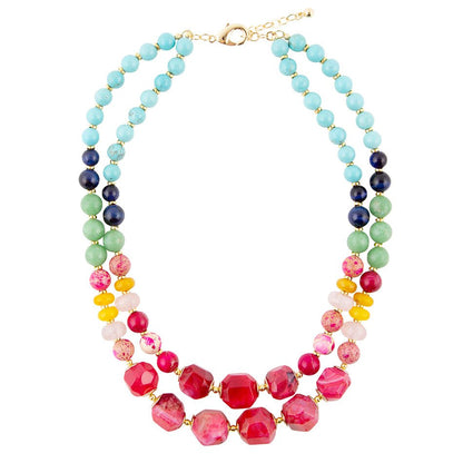 Colorful Serape Multi Stone Statement Necklace Barse Jewelry